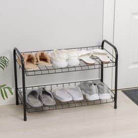 Этажерка для обуви разборная, 2 яруса, 66×28×44 см, чёрная