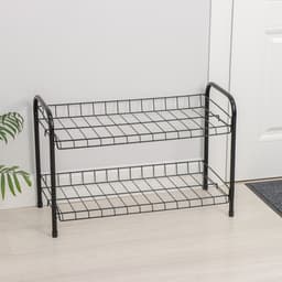 Этажерка для обуви разборная, 2 яруса, 66×28×44 см, чёрная