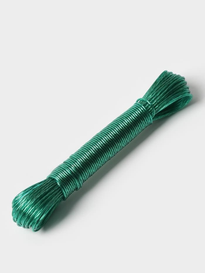 Верёвка бельевая Доляна, металлическая нить, d=2 мм, длина 20 м, МИКС