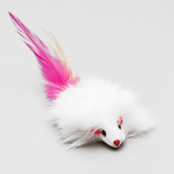 Мышь, 7.5 см, натуральный мех, белая