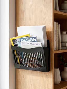 Лоток для бумаг Стамм, А4, настенный, пластиковый, 1 отделение, чёрный, 26×10×34 см