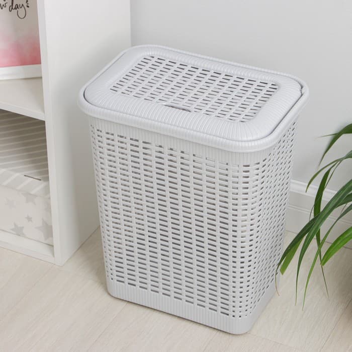 Корзина бельевая, 30 л, 38×26×46 см, с крышкой, МИКС