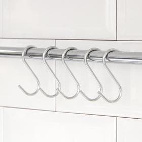 Крючки для рейлинга Доляна, d=2.4 см, 7 см, 5 шт., хромированные