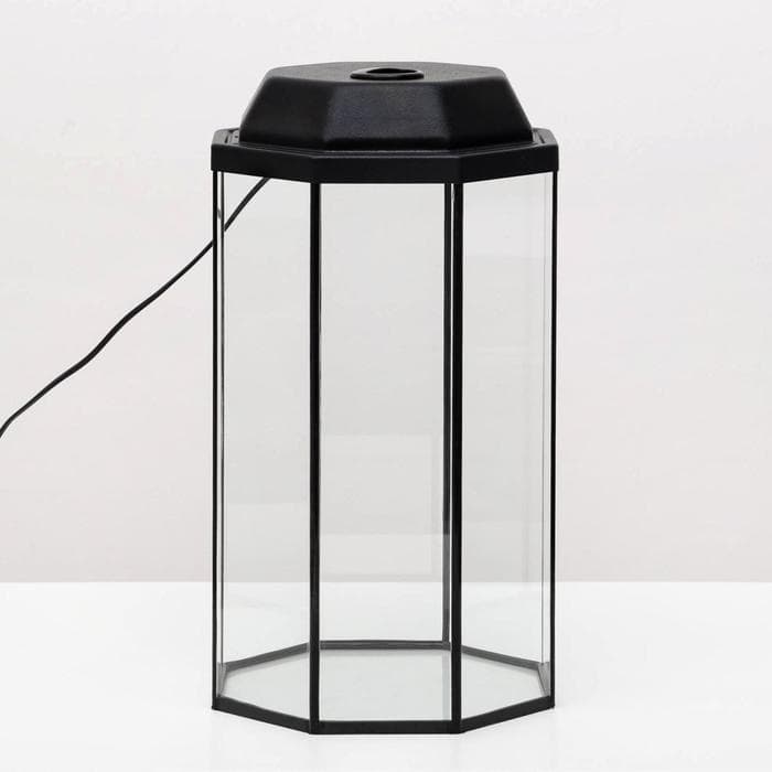 Аквариум «Восьмигранный» с крышкой, 24 литра, 25×25×45/50 см, чёрный