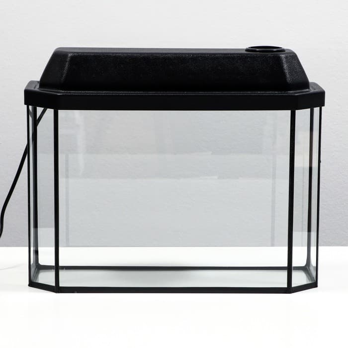 Аквариум «Панорамный» с крышкой, 15 л, 40×14.5×27/32 см, чёрный