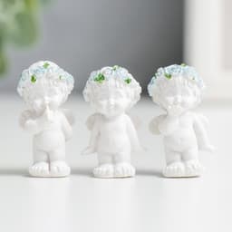 Фигурка полистоун «Ангелочек малышок», голубой веночек, 3×1.5×2 см, МИКС