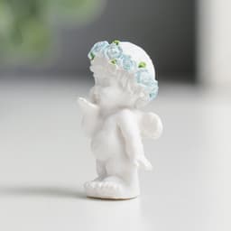 Фигурка полистоун «Ангелочек малышок», голубой веночек, 3×1.5×2 см, МИКС