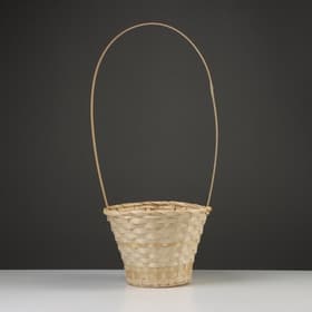 Корзина плетёная для хранения, 23×17 см, ручка h=53 см, бамбук, натуральная