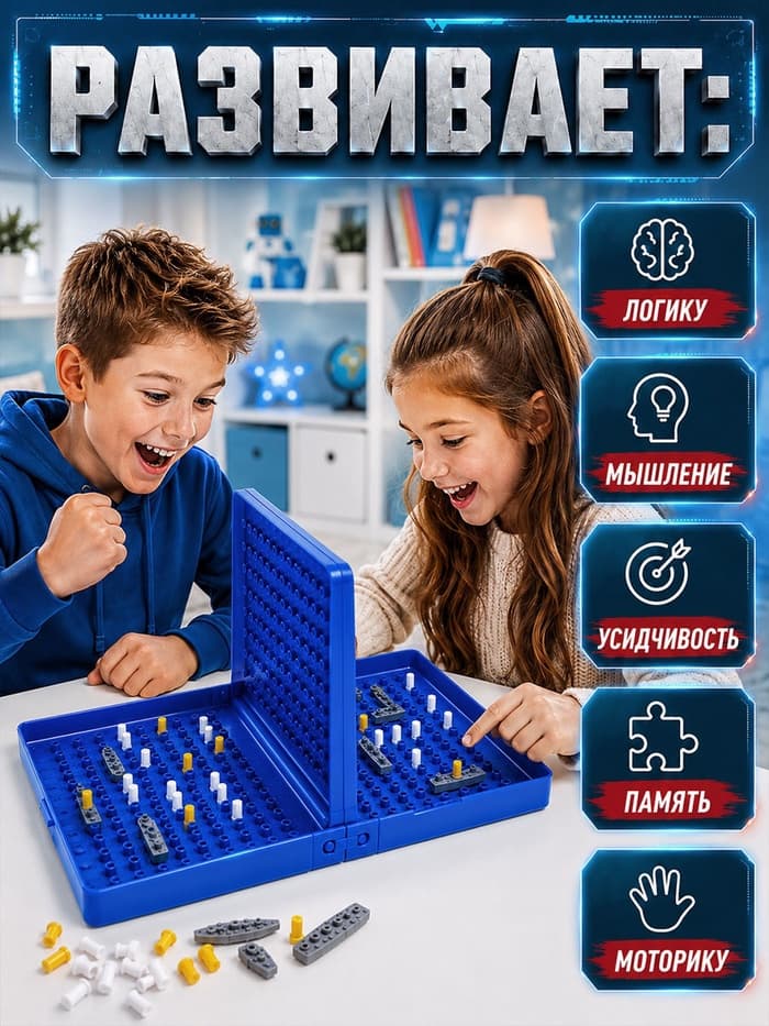 Настольная игра «Морской бой», двойное пластиковое поле, от 2 игроков, 6+
