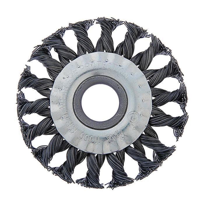 Щетка металлическая для УШМ ТУНДРА, крученая проволока, плоская, посадка 22 мм, 100 мм