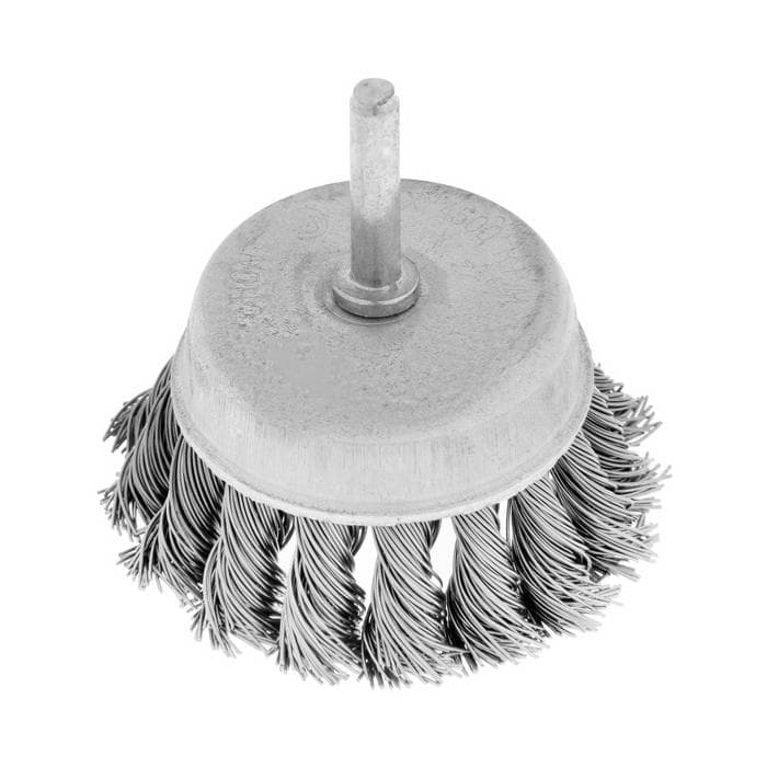 Щетка металлическая для дрели ТУНДРА, со шпилькой, крученая проволока, «чашка», 65 мм