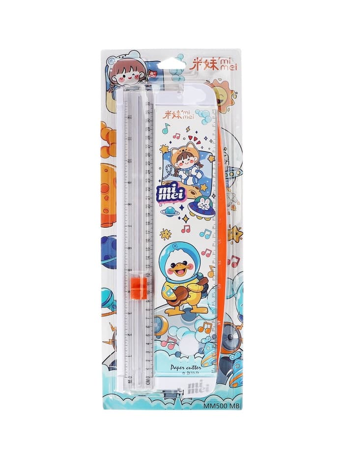 Резак для бумаги роликовый А4, до 3 листов, безопасное лезвие, длина реза 300 мм, корпус белый