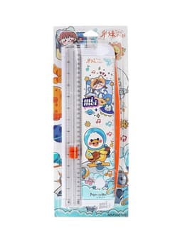 Резак для бумаги роликовый А4, до 3 листов, безопасное лезвие, длина реза 300 мм, корпус белый