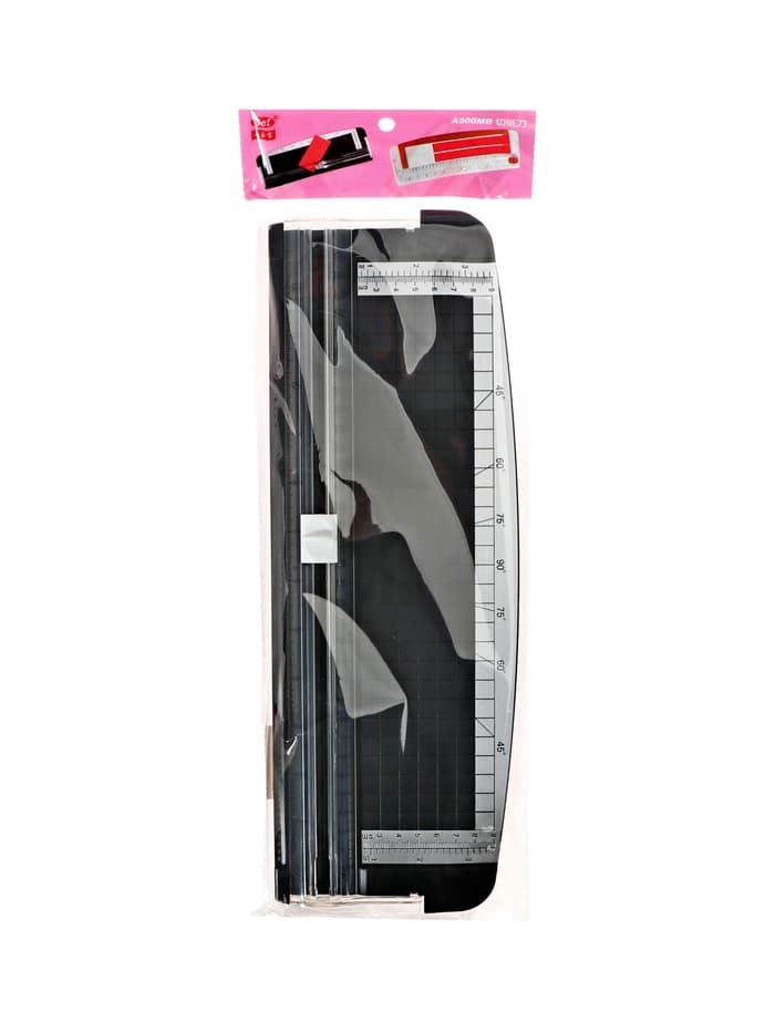 Резак для бумаги роликовый А4, до 3 листов, безопасное лезвие, длина реза 300 мм, корпус черный