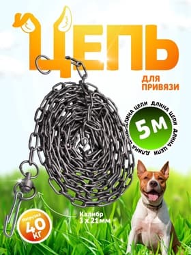 Цепь для привязи собак, 5 м, калибр 3×21 мм, черная