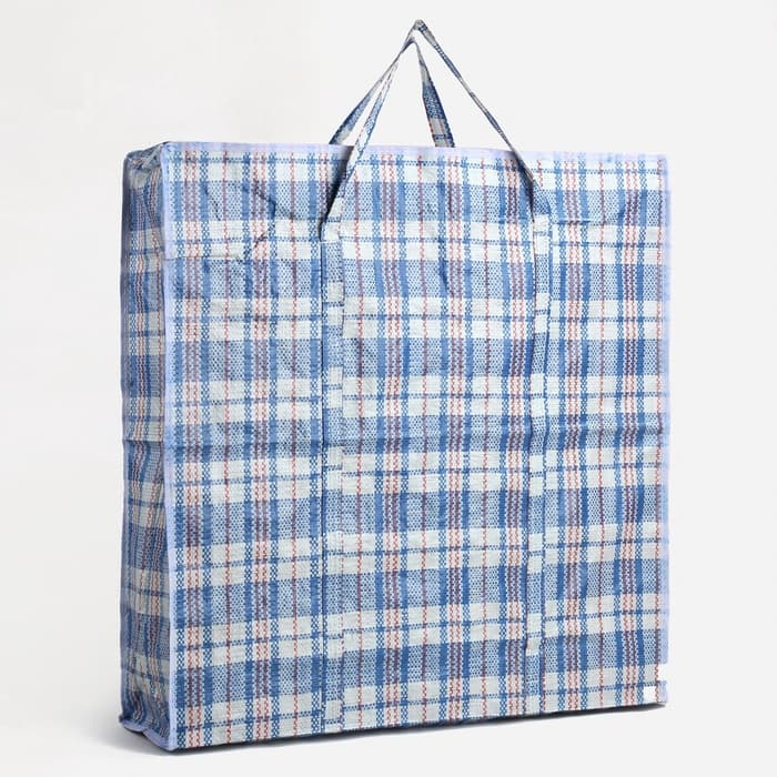 Сумка хозяйственная на молнии, 47 л, 60×13×60 см, синяя/белая