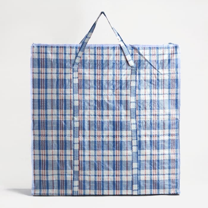 Сумка хозяйственная на молнии, 47 л, 60×13×60 см, синяя/белая