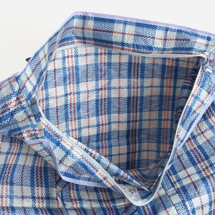 Сумка хозяйственная на молнии, 47 л, 60×13×60 см, синяя/белая