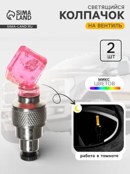 Колпачок на вентиль Cartage, светящийся, набор 2 шт., МИКС