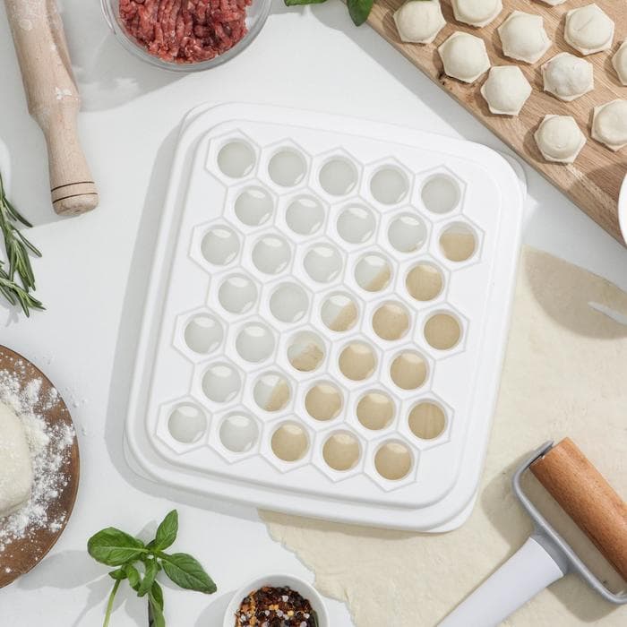 Пельменница IDEA, 35 ячеек, d=2.5 см, 25.5×28×2.9 см, пластик, белый