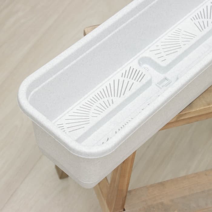 Ящик для цветов балконный с поддоном, 80 см, мраморный