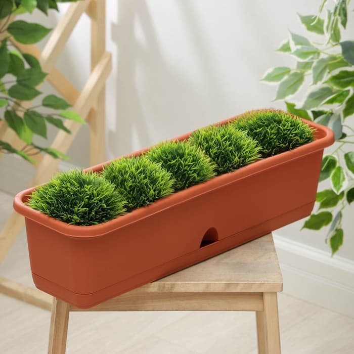 Ящик для цветов балконный с поддоном, 60 см, терракотовый