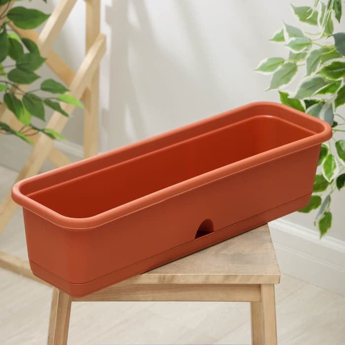 Ящик для цветов балконный с поддоном, 60 см, терракотовый
