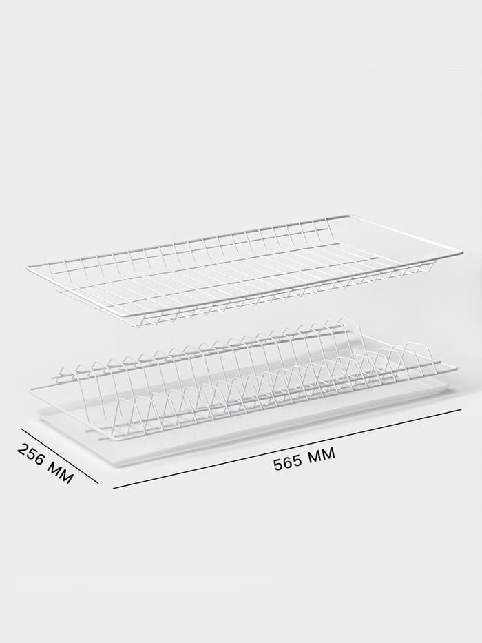 Сушилка для посуды с поддоном для шкафа 60 см, 56.5×25.6 см, белая