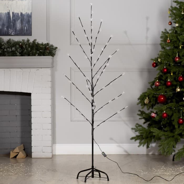 Светодиодный куст «Снежинки» 1.5 м, 84 LED, мигание, 220 В, свечение мульти (RG/RB)