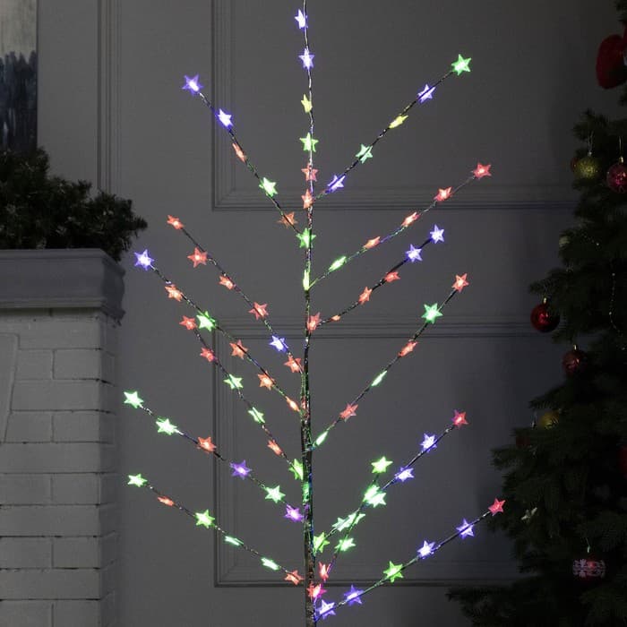 Светодиодный куст «Звёзды» 1.5 м, 84 LED, мигание, 220 В, свечение мульти (RG/RB)