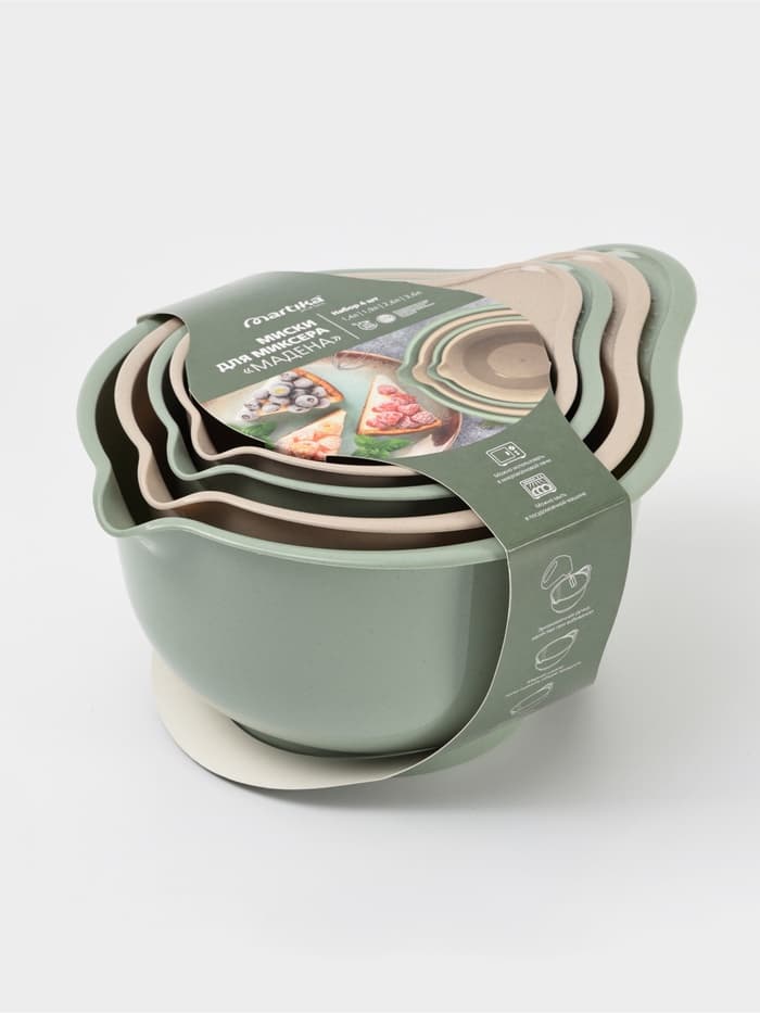 Набор ёмкостей для миксера Martika, 4 шт.: 1.4, 1.9, 2.6, 3.6 л, МИКС