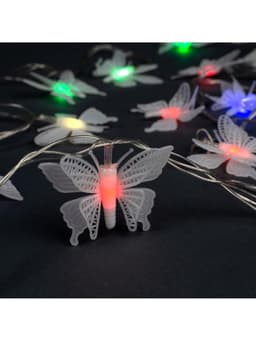 Гирлянда «Нить» 5 м с насадками «Бабочки малые», IP20, прозрачная нить, 20 LED, свечение мульти (RG/RB), мигание, 220 В