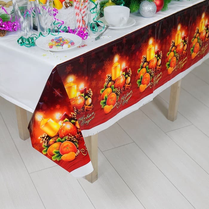 Скатерть одноразовая «С Новым Годом», 182×137 см