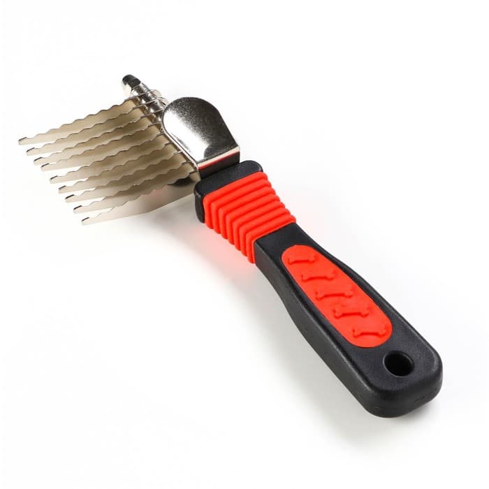 Колтунорез боковой, 9 лезвий, 6.5×19 см, чёрный, красный