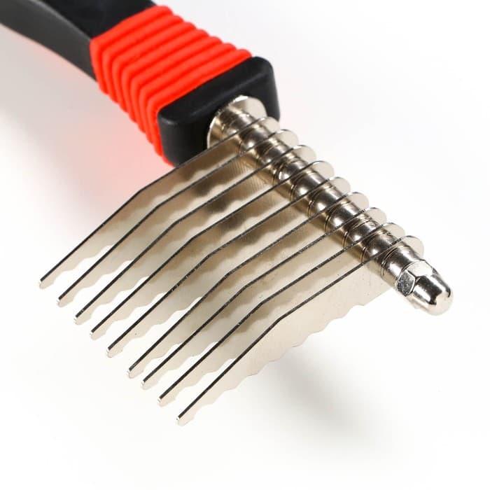 Колтунорез боковой, 9 лезвий, 6.5×19 см, чёрный, красный