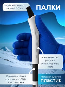 Комплект лыжный: пластиковые лыжи 150 см без насечек, стеклопластиковые палки 110 см, крепления SNS, цвета МИКС