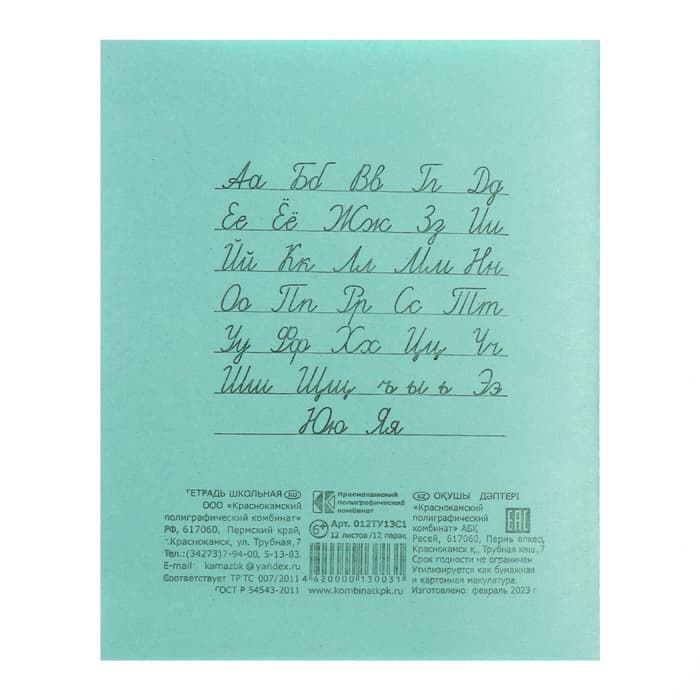 Тетрадь 12 листов в линейку «Зелёная обложка», эконом, плотность 60 г/м²
