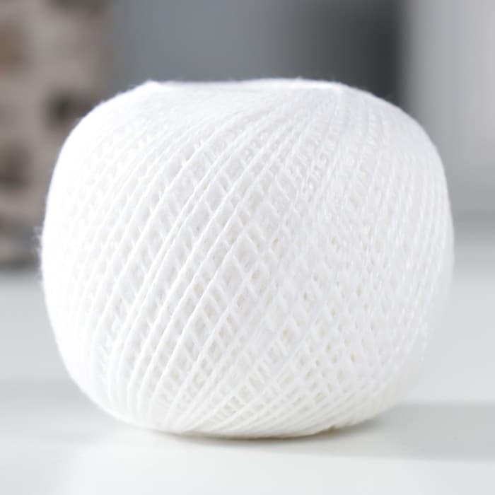 Пряжа для вязания спицами, крючком «ПНК Кирова. Ирис», 150 м/25 г, 100% мерсеризованный хлопок, цвет 0101