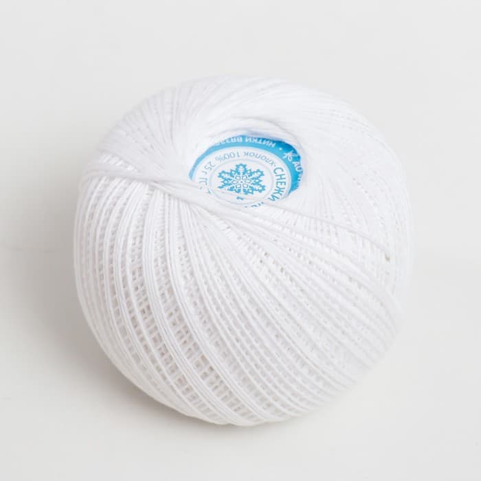Пряжа для вязания спицами, крючком «ПНК Кирова. Снежинка», 230 м/25 г, 100% хлопок (0101 белый)