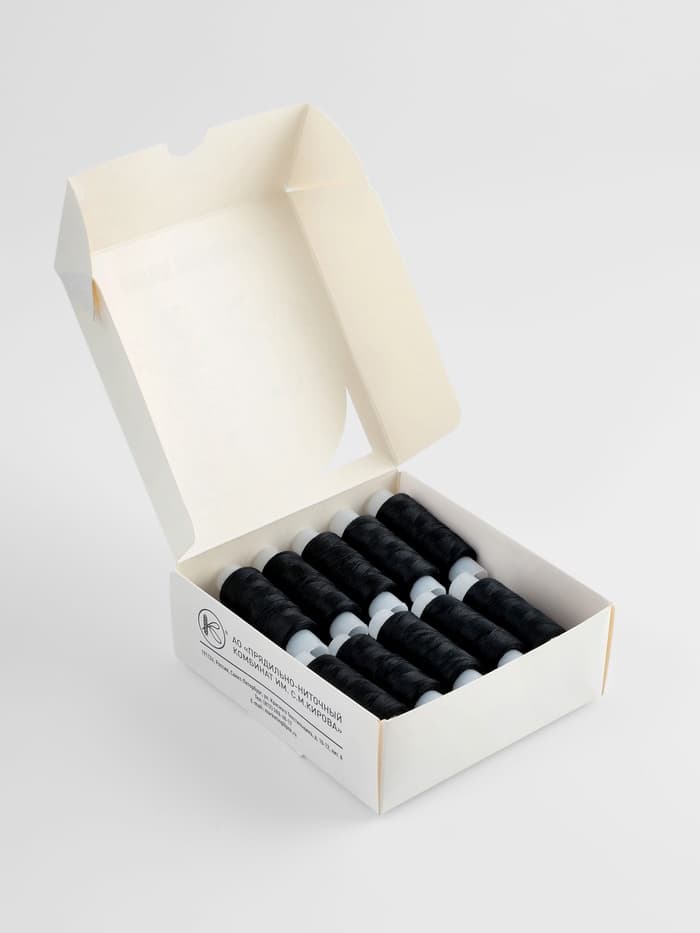 Нитки 35ЛЛ, 200 м, чёрные №6818