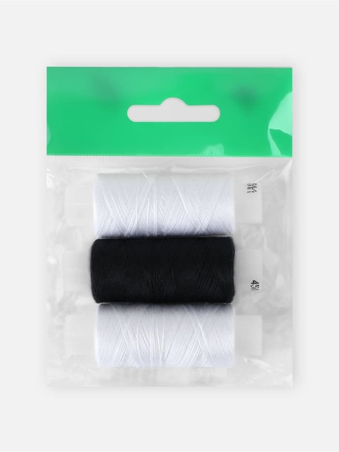 Нитки «Домино», 45ЛЛ, 150 м, набор 3 шт., чёрный/белый МИКС