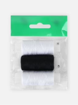 Нитки «Домино», 45ЛЛ, 150 м, набор 3 шт., чёрный/белый МИКС