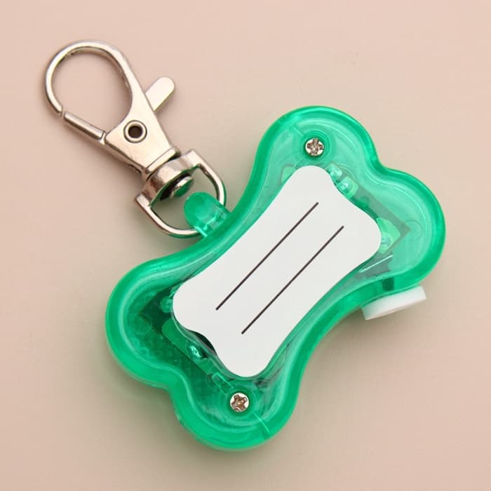 Маячок-адресник «Косточка», с наклейкой под записку, 3 режима свечения, пластик, металл, зелёный