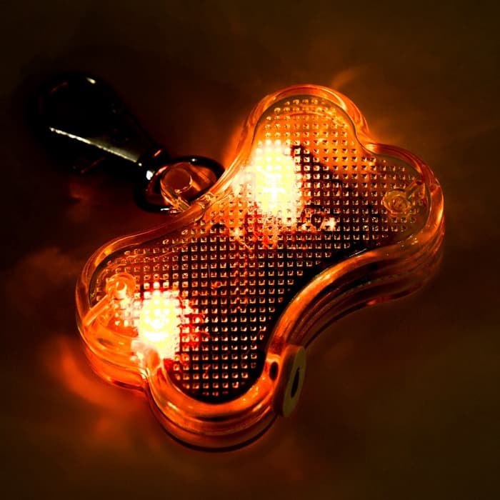 Маячок-адресник «Косточка» с наклейкой под записку, 3 режима свечения, пластик, металл, жёлтый