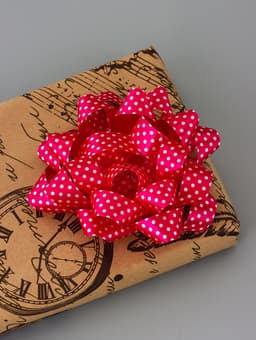 Подарочный Бант - звезда №10.2 в горох, для упаковки подарков, набор 6 шт., АССОРТИ