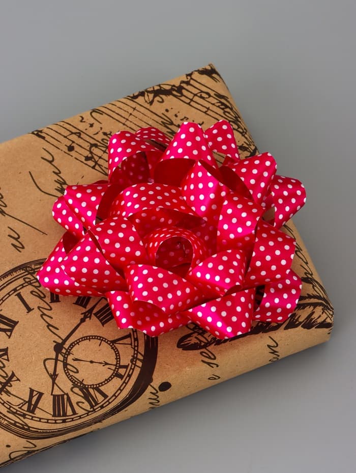 Подарочный Бант - звезда №10.2 в горох, для упаковки подарков, набор 6 шт., АССОРТИ