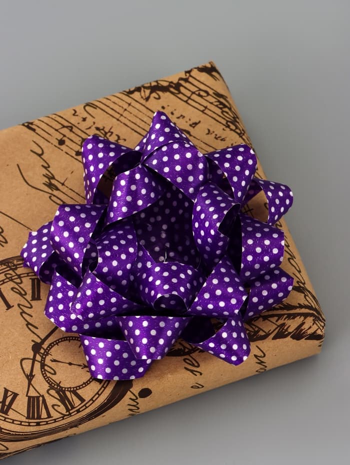 Подарочный Бант - звезда №10.2 в горох, для упаковки подарков, набор 6 шт., АССОРТИ