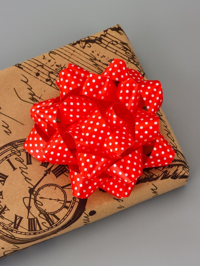 Подарочный Бант - звезда №10.2 в горох, для упаковки подарков, набор 6 шт., АССОРТИ