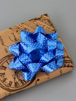 Подарочный Бант - звезда №10.2 в горох, для упаковки подарков, набор 6 шт., АССОРТИ