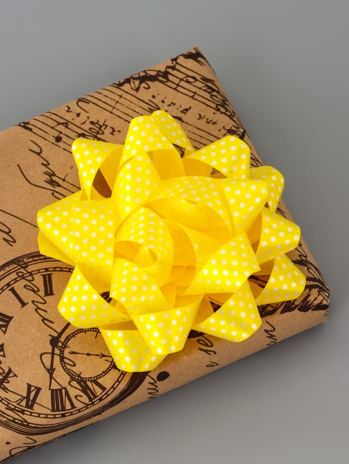 Подарочный Бант - звезда №10.2 в горох, для упаковки подарков, набор 6 шт., АССОРТИ